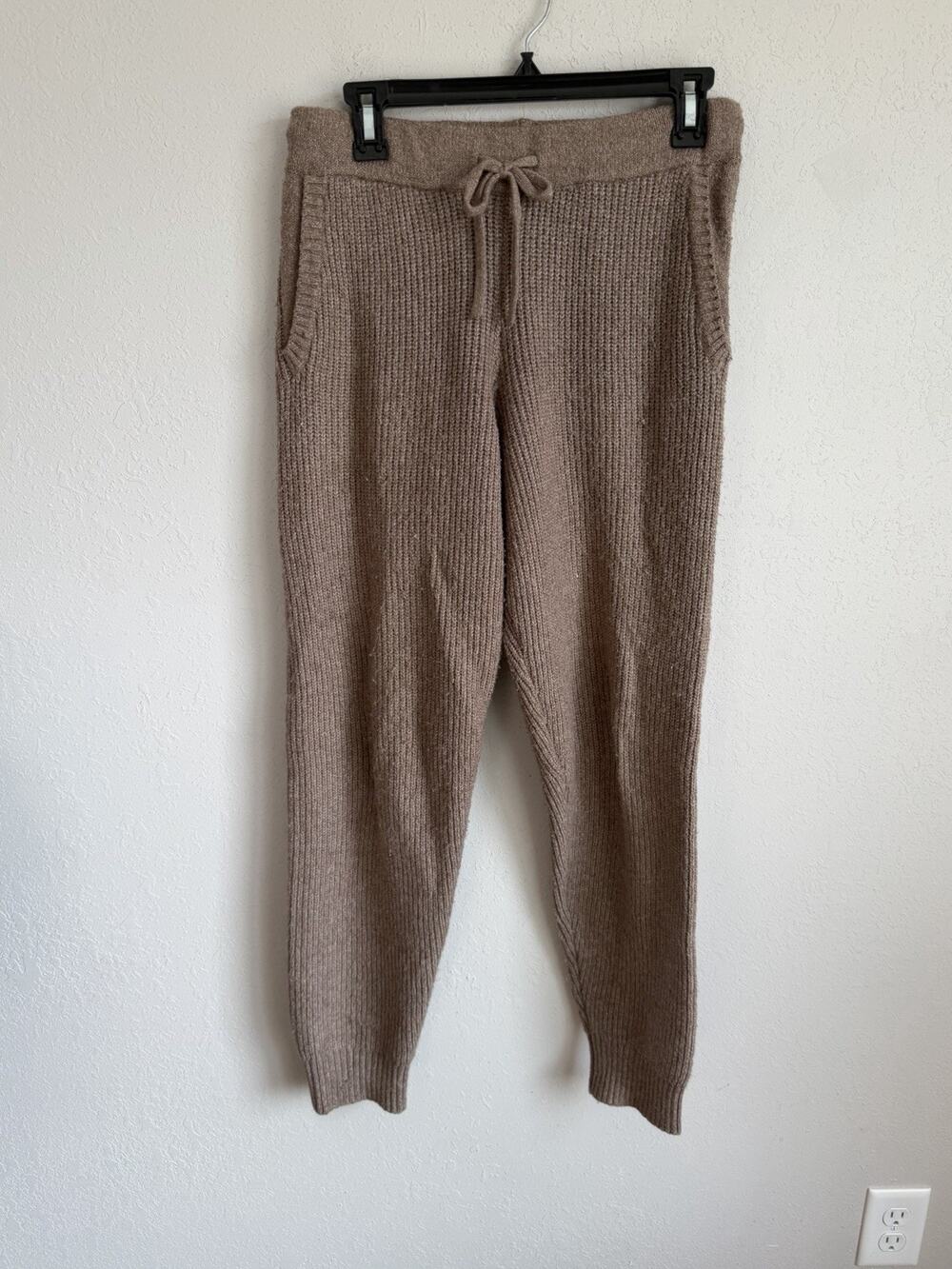 Haven Well Within Tan Organic Cotton Blend Ribbed Knit Jogger Pant Womens S